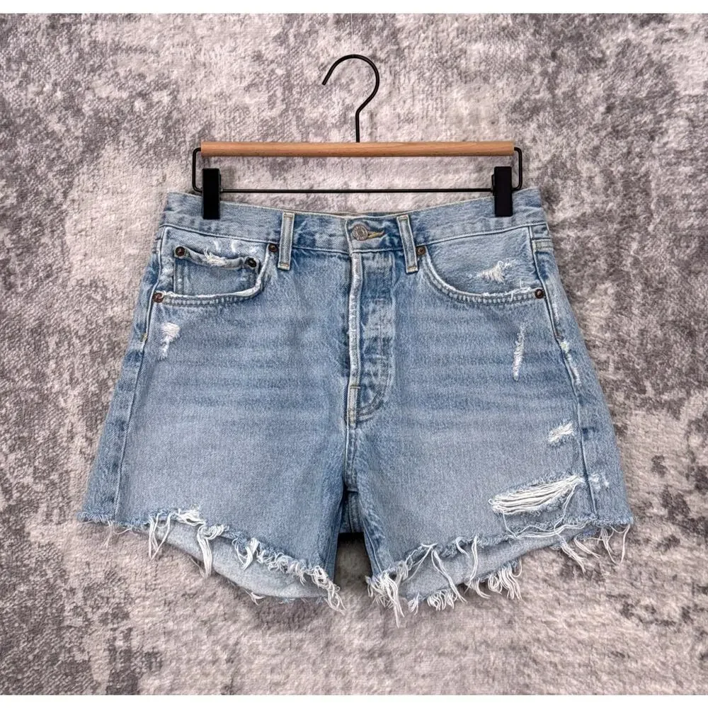 AGOLDE Shorts 26 Womens Parker Long Cut Off Denim Jean